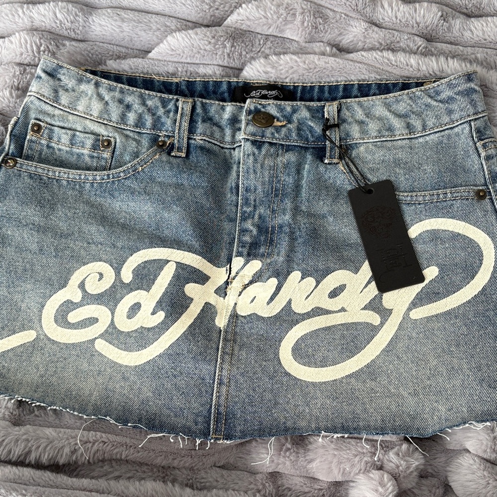 Ed Hardy Light Blue Mini Skirt